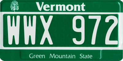 VT license plate WWX972