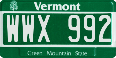 VT license plate WWX992