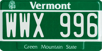 VT license plate WWX996