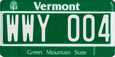 VT license plate WWY004
