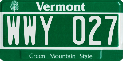VT license plate WWY027