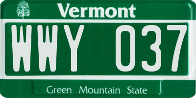 VT license plate WWY037