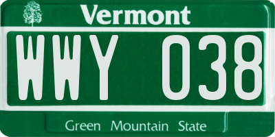 VT license plate WWY038