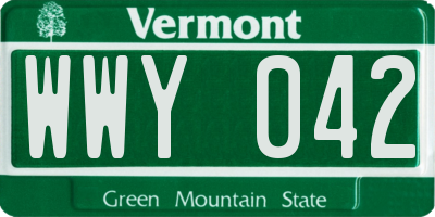 VT license plate WWY042