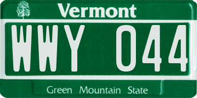 VT license plate WWY044