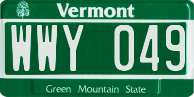 VT license plate WWY049