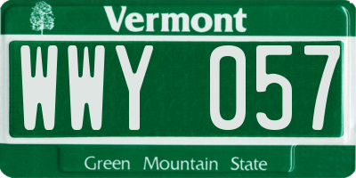 VT license plate WWY057