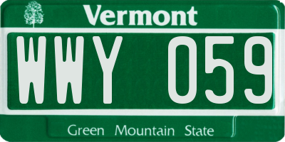 VT license plate WWY059