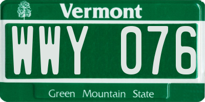 VT license plate WWY076