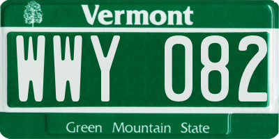 VT license plate WWY082