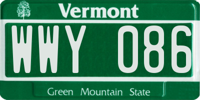 VT license plate WWY086