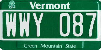 VT license plate WWY087