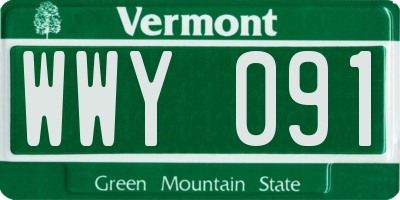 VT license plate WWY091