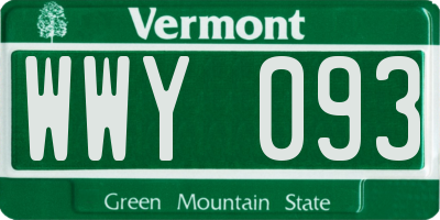 VT license plate WWY093