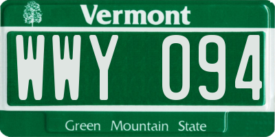 VT license plate WWY094
