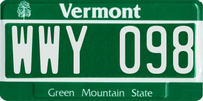 VT license plate WWY098