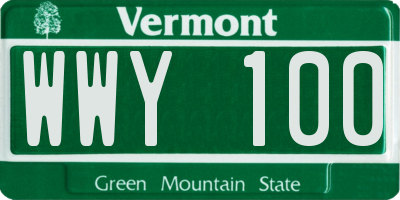 VT license plate WWY100