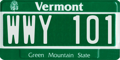 VT license plate WWY101