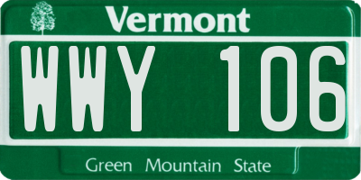 VT license plate WWY106