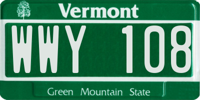 VT license plate WWY108