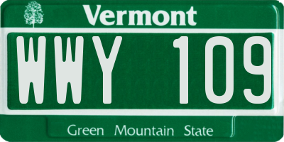 VT license plate WWY109