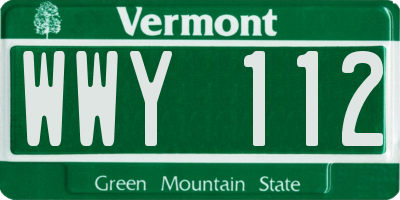 VT license plate WWY112