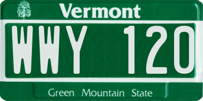 VT license plate WWY120