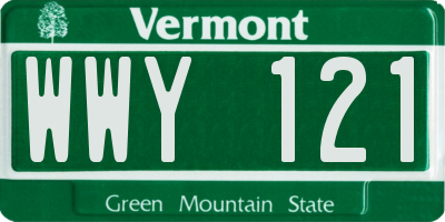 VT license plate WWY121
