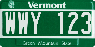VT license plate WWY123