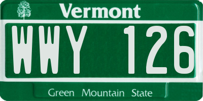 VT license plate WWY126