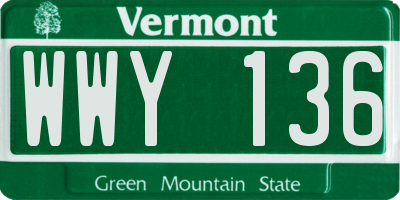 VT license plate WWY136