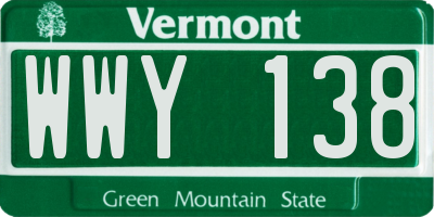 VT license plate WWY138