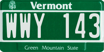 VT license plate WWY143