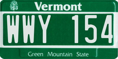 VT license plate WWY154