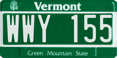 VT license plate WWY155