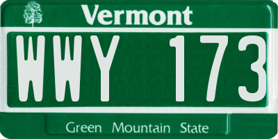VT license plate WWY173