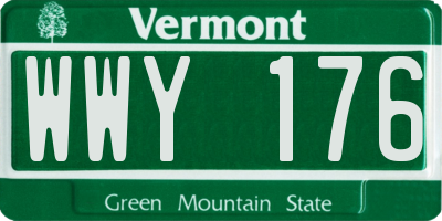 VT license plate WWY176