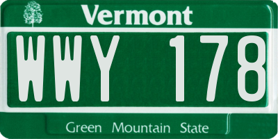 VT license plate WWY178