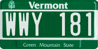 VT license plate WWY181