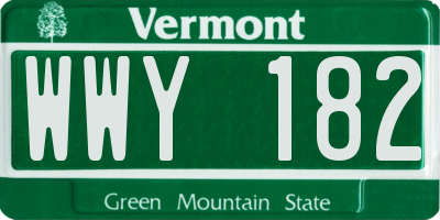 VT license plate WWY182