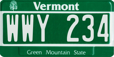 VT license plate WWY234