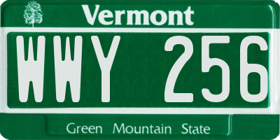 VT license plate WWY256