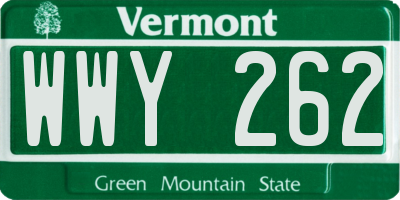 VT license plate WWY262