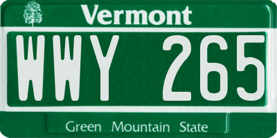 VT license plate WWY265
