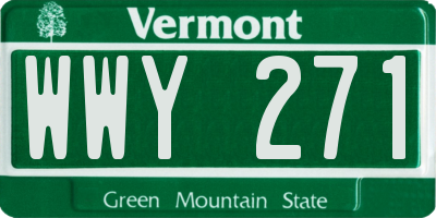 VT license plate WWY271