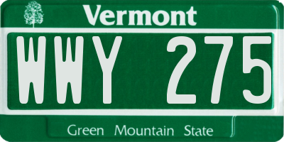 VT license plate WWY275