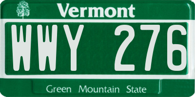VT license plate WWY276