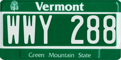 VT license plate WWY288