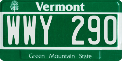 VT license plate WWY290