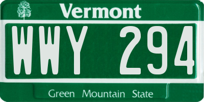 VT license plate WWY294